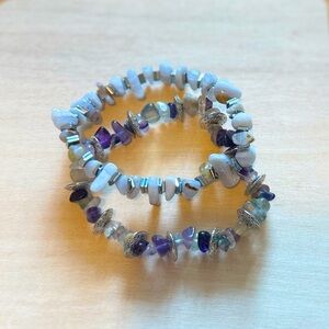 Chic Silver and Purple Gemstone Bracelet